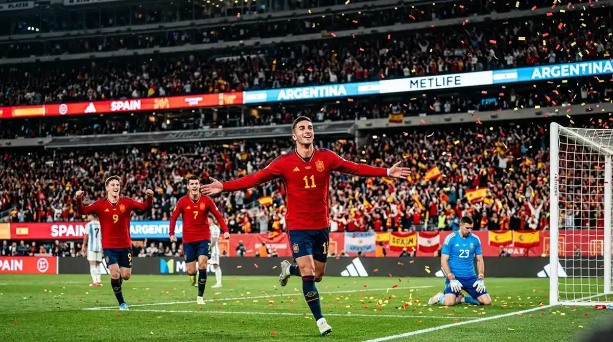 Ferran Torres esulta dopo il gol decisivo nella finale del Mondiale 2026